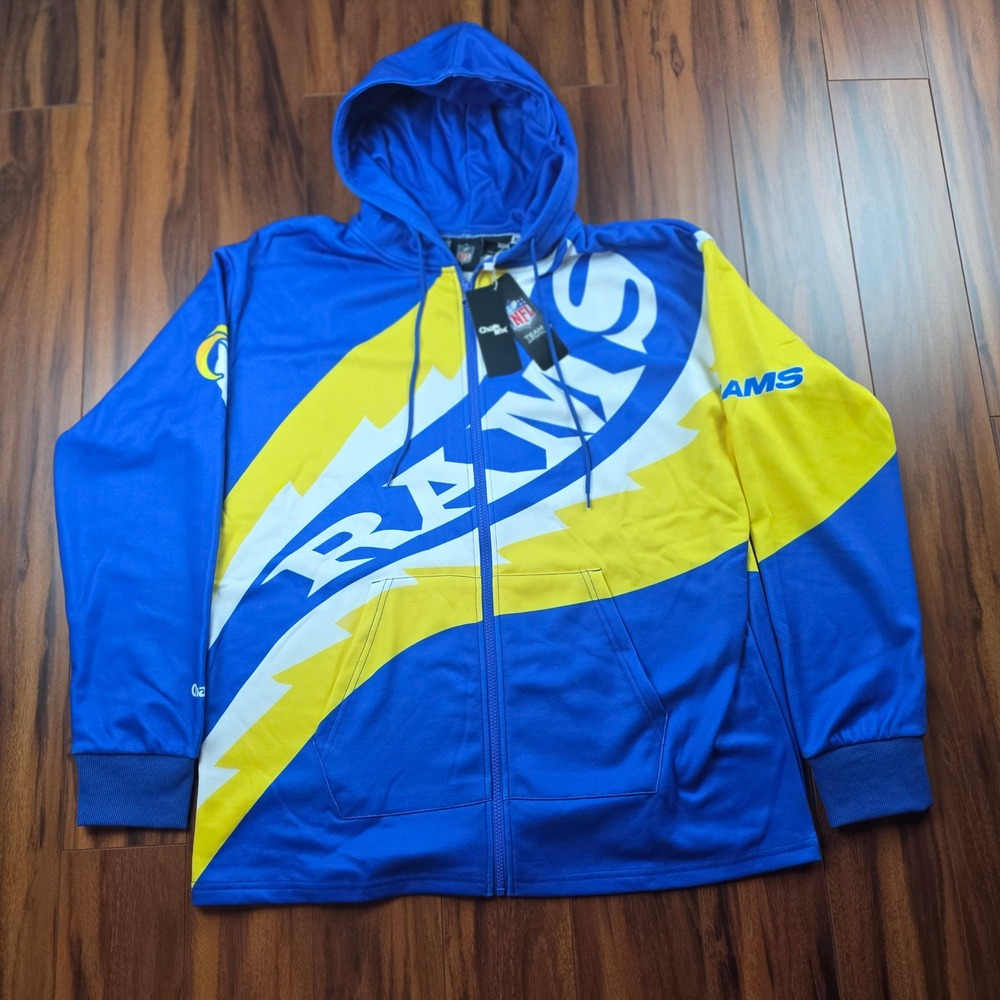Chalk Line NFL Los Angeles Rams Full Zip Hoodie Blue Yellow XL NWT